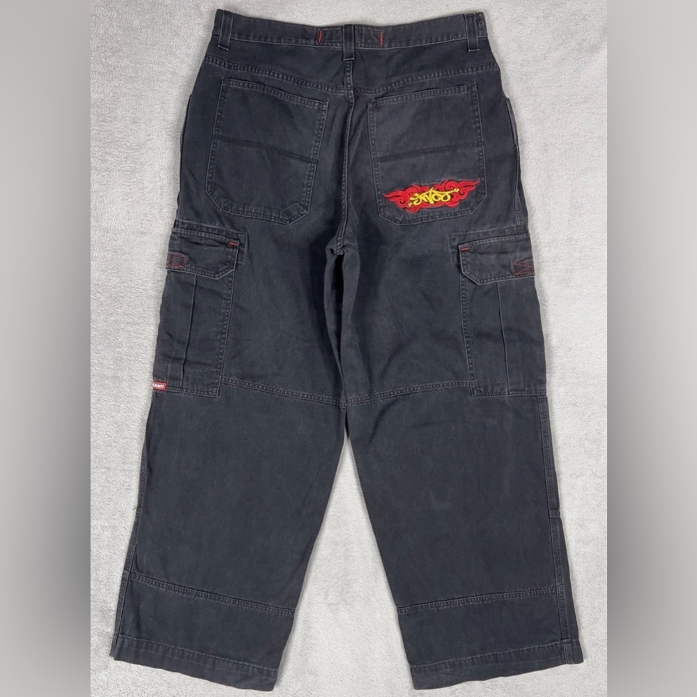 Vtg JNCO Jeans Cargo Pants Men's 36x31* Baggy Wide Leg Black‎ Grunge Hip Hop Y2K